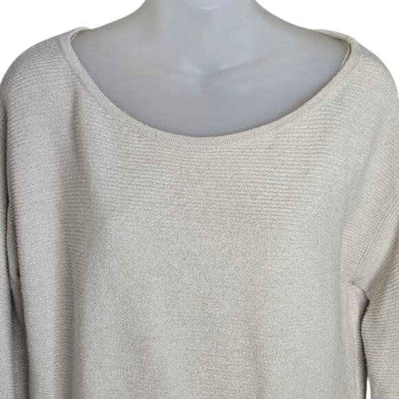 White House Black Market Cashmere Blend Metallic Knit Sweater‎ XS Beige Gold - Picture 2 of 6